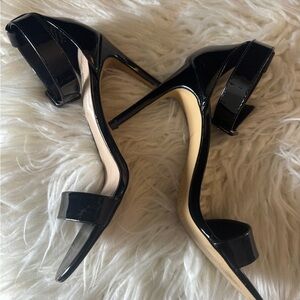 Mix No. 6 Patent Black Strappy Heels